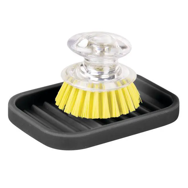 Alt view image 3 of 5 - Silicone Soap Dish for Bar Soap or Scrub Brush, Black