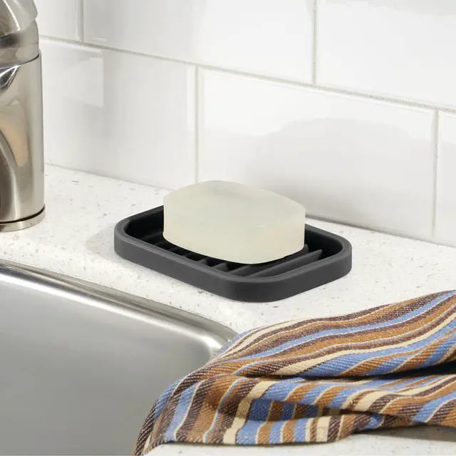 Alt view image 4 of 5 - Silicone Soap Dish for Bar Soap or Scrub Brush, Black