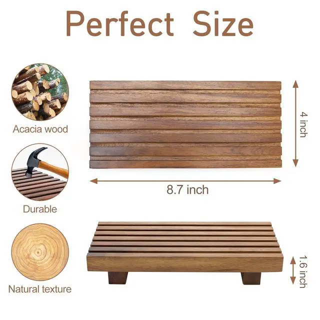 Alt view image 4 of 7 - Acacia Wood Riser for Bathroom Counter Tray Decor Kitchen Sink Soap Dish