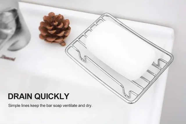 Alt view image 3 of 7 - Soap Dish, Stainless Steel Bar Soap Holder for Shower, Self Draining Stand Soap Saver for Bathroom, Kicthen Sink and Countertop, Chrome 1-Pack