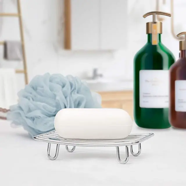 Alt view image 5 of 7 - Soap Dish, Stainless Steel Bar Soap Holder for Shower, Self Draining Stand Soap Saver for Bathroom, Kicthen Sink and Countertop, Chrome 1-Pack