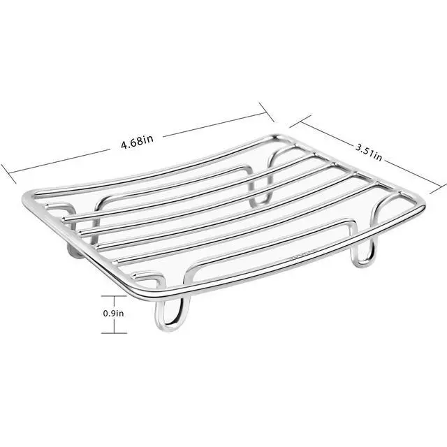 Alt view image 6 of 7 - Soap Dish, Stainless Steel Bar Soap Holder for Shower, Self Draining Stand Soap Saver for Bathroom, Kicthen Sink and Countertop, Chrome 1-Pack