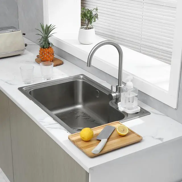 Alt view image 6 of 7 - Silicone Soap Dish with Drain Spout, Self-Draining Sink Organizer Tray for Bathroom and Kitchen, Sponges, Dispensers and Soap Holder, Non-Slip and Dishwasher Safe, White (Compact, 4.9"×3.2")