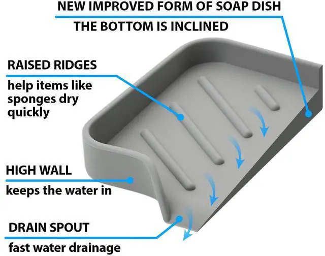 Alt view image 3 of 7 - Silicone Soap Bar Holder: Premium Gray Self-Draining Soap Dish - Elegant Shower & Bathroom Solution