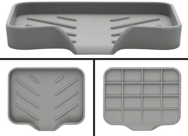 Alt view image 4 of 7 - Silicone Soap Bar Holder: Premium Gray Self-Draining Soap Dish - Elegant Shower & Bathroom Solution