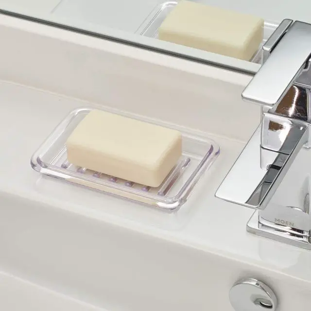 Alt view image 2 of 4 - Royal Plastic Rectangular Soap Saver, Bar Holder Tray for Bathroom Counter, Shower, Kitchen, 3.5" x 5.25", Clear