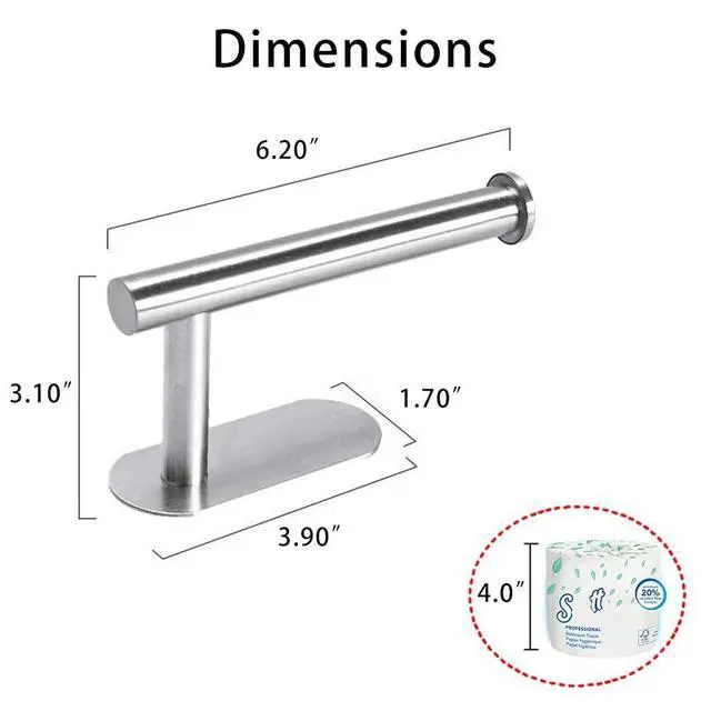 Alt view image 2 of 7 - 3M Self-Adhesive Toilet Paper Holder No Drilling, SUS 304 Stainless Steel Brushed Nickel Wall Mounted Tissue Roll Holder for Bathroom, RV, Kitchen, Easy Install, Rust-Proof (DG-TPA22 Silver)