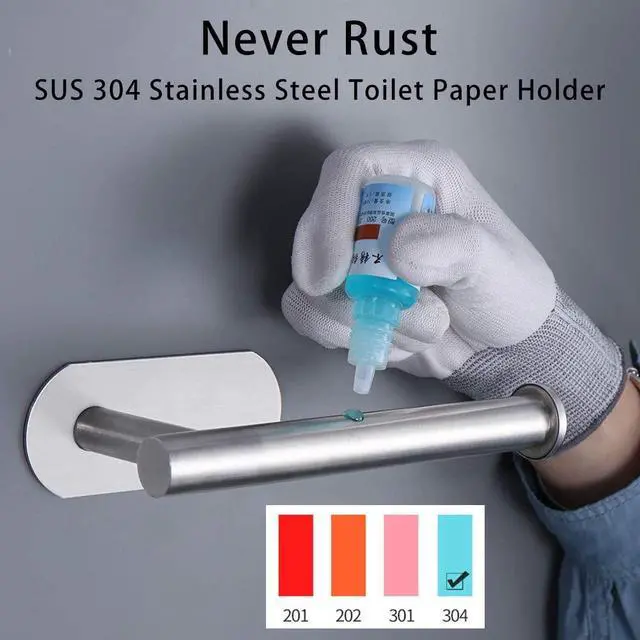 Alt view image 3 of 7 - 3M Self-Adhesive Toilet Paper Holder No Drilling, SUS 304 Stainless Steel Brushed Nickel Wall Mounted Tissue Roll Holder for Bathroom, RV, Kitchen, Easy Install, Rust-Proof (DG-TPA22 Silver)