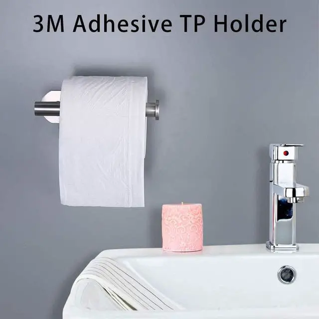 Alt view image 6 of 7 - 3M Self-Adhesive Toilet Paper Holder No Drilling, SUS 304 Stainless Steel Brushed Nickel Wall Mounted Tissue Roll Holder for Bathroom, RV, Kitchen, Easy Install, Rust-Proof (DG-TPA22 Silver)