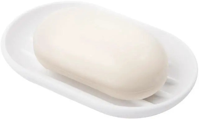 Main image of Touch Soap Dish, Plastic Soap Holder with Drainage, White