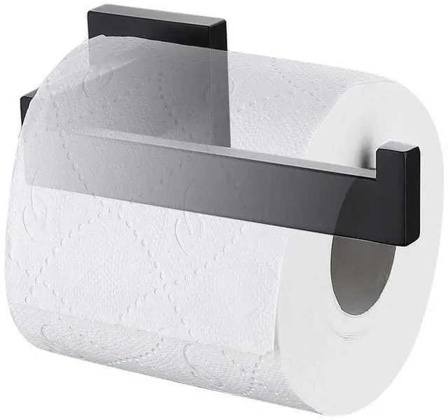 Alt view image 2 of 7 - Toilet Paper Holder Matte Black, Toilet Tissue Roll Holders Dispenser and Hangers Wall Mounted for Bathroom & Kitchen, Stainless Steel Modern Square Style