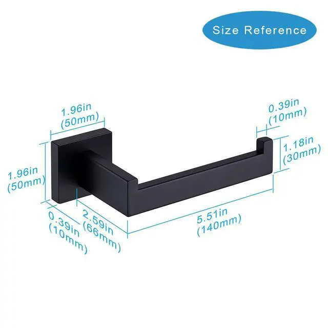 Alt view image 4 of 7 - Toilet Paper Holder Matte Black, Toilet Tissue Roll Holders Dispenser and Hangers Wall Mounted for Bathroom & Kitchen, Stainless Steel Modern Square Style