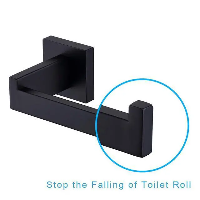 Alt view image 5 of 7 - Toilet Paper Holder Matte Black, Toilet Tissue Roll Holders Dispenser and Hangers Wall Mounted for Bathroom & Kitchen, Stainless Steel Modern Square Style