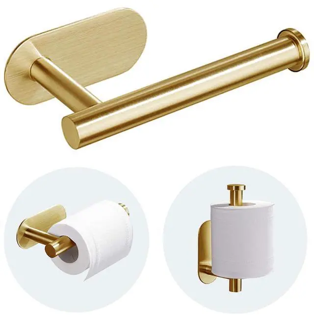 Main image of Toilet Paper Holder - Adhesive Toilet Paper Holder - Brushed Gold