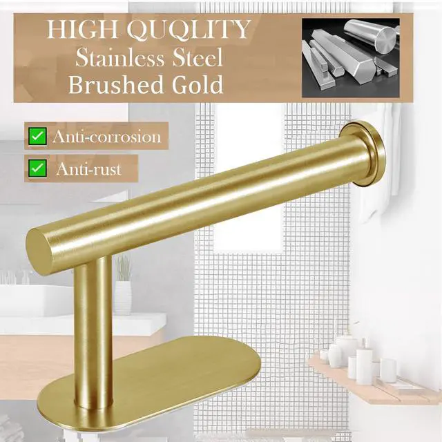 Alt view image 2 of 7 - Toilet Paper Holder - Adhesive Toilet Paper Holder - Brushed Gold