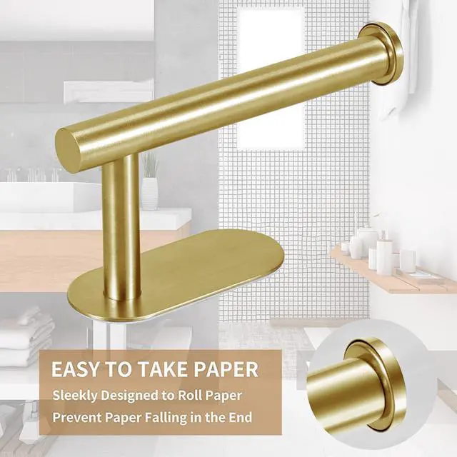Alt view image 3 of 7 - Toilet Paper Holder - Adhesive Toilet Paper Holder - Brushed Gold