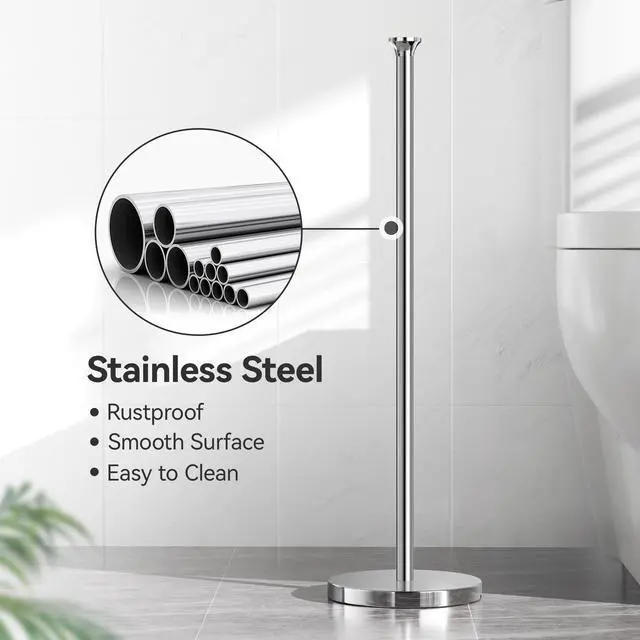 Alt view image 5 of 7 - Toilet Paper Holder Stand(with Reserve Function), Free-Standing Spare Rolls Storage Holder, Stainless Steel, Modern Design