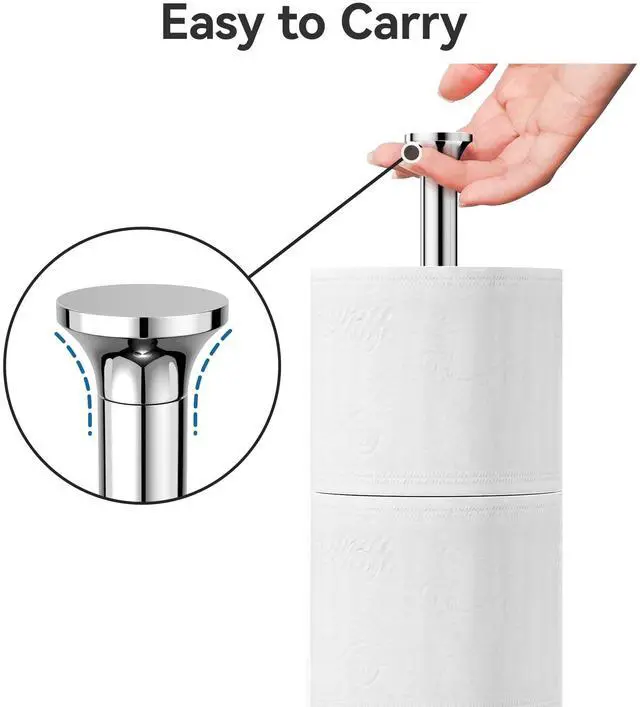 Alt view image 6 of 7 - Toilet Paper Holder Stand(with Reserve Function), Free-Standing Spare Rolls Storage Holder, Stainless Steel, Modern Design