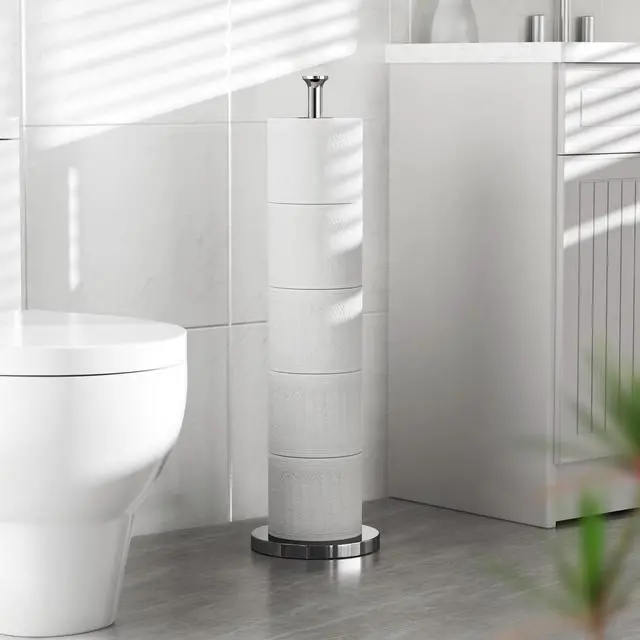 Alt view image 7 of 7 - Toilet Paper Holder Stand(with Reserve Function), Free-Standing Spare Rolls Storage Holder, Stainless Steel, Modern Design
