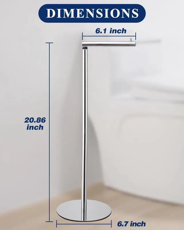 Alt view image 5 of 7 - Toilet Paper Holder Stand, Free Standing Toilet Paper Roll Holder with Reserve, Modern Bathroom Toilet Paper Stand for 4 Rolls, Chrome, Housen Solutions
