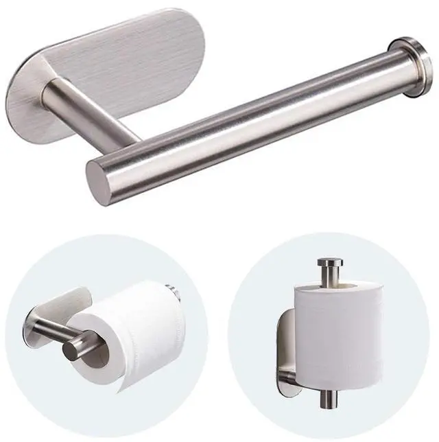 Main image of Toilet Paper Holder - Adhesive Toilet Paper Holder - Brushed Nickel