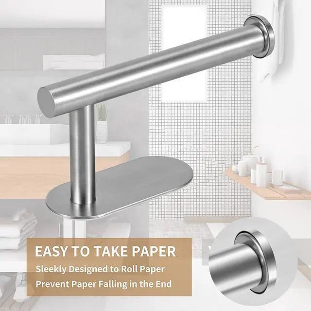 Alt view image 3 of 7 - Toilet Paper Holder - Adhesive Toilet Paper Holder - Brushed Nickel
