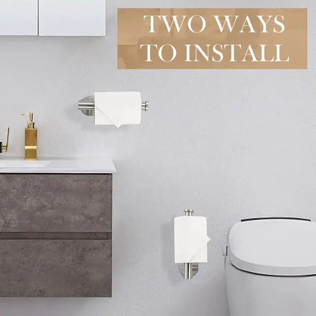 Alt view image 5 of 7 - Toilet Paper Holder - Adhesive Toilet Paper Holder - Brushed Nickel