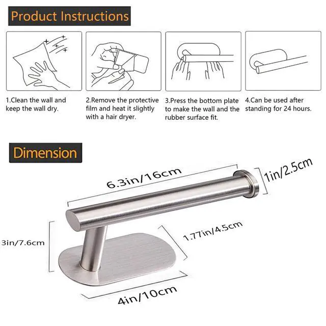 Alt view image 7 of 7 - Toilet Paper Holder - Adhesive Toilet Paper Holder - Brushed Nickel