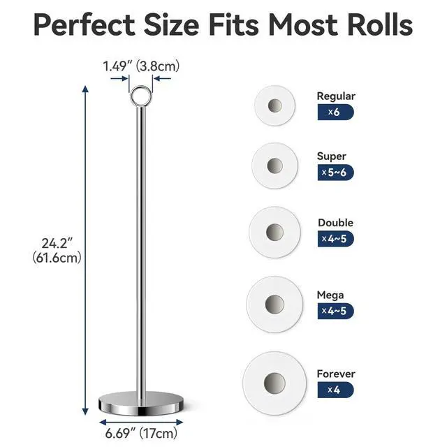 Alt view image 2 of 7 - Toilet Paper Holder Stand Free Standing Rolls Storage,Chrome