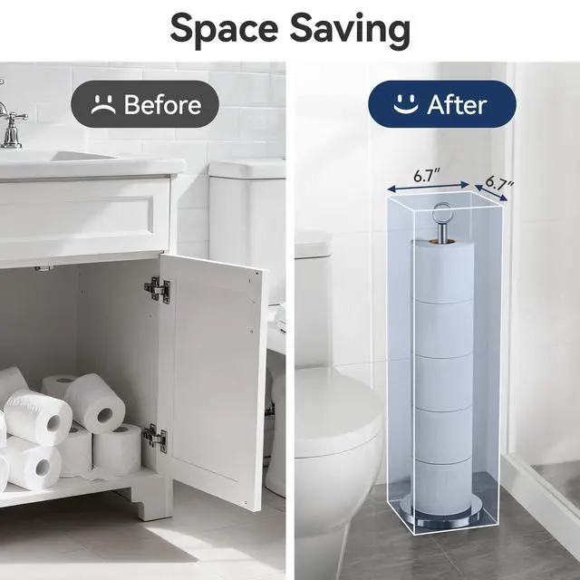 Alt view image 3 of 7 - Toilet Paper Holder Stand Free Standing Rolls Storage,Chrome