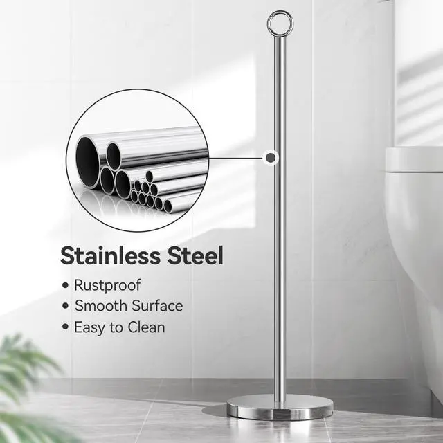 Alt view image 4 of 7 - Toilet Paper Holder Stand Free Standing Rolls Storage,Chrome