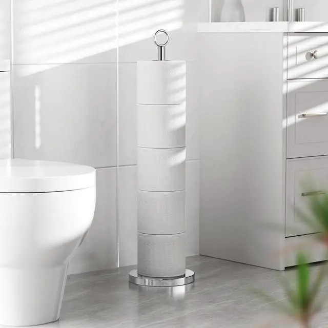 Alt view image 6 of 7 - Toilet Paper Holder Stand Free Standing Rolls Storage,Chrome
