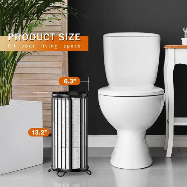Alt view image 2 of 7 - Toilet Paper Holder Stand, Freestanding Toilet Paper Storage,Black