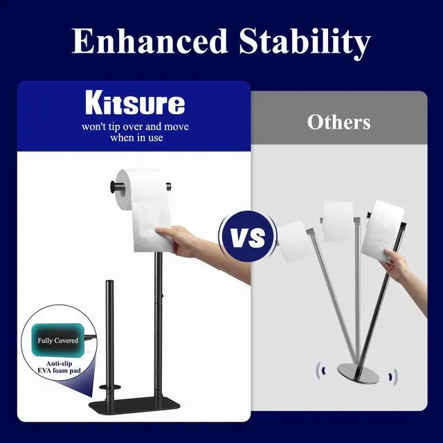 Alt view image 7 of 7 - Toilet Paper Holder Stand, Bathroom Storage, Medium, Black