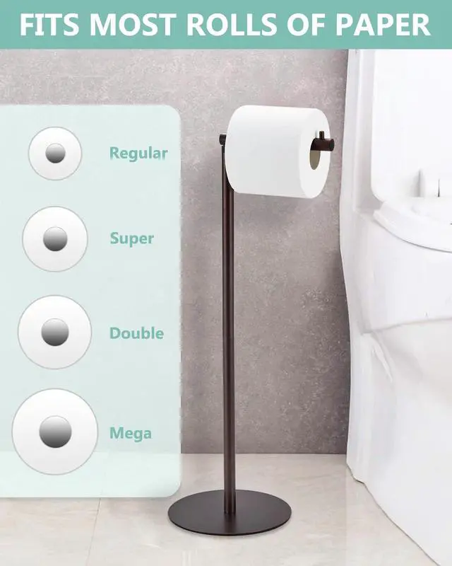 Alt view image 3 of 7 - Toilet Paper Holder Stand, Free Standing Toilet Paper Roll Holder for 4 Spare Rolls, Modern Bathroom Toilet Paper Stand with Reserve, Oil Rubbed Bronze