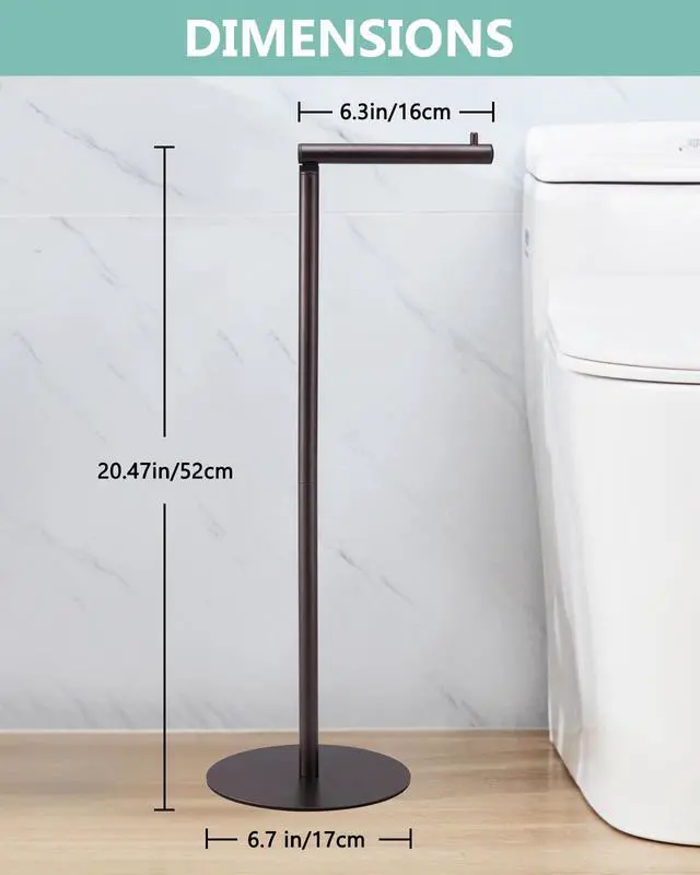 Alt view image 5 of 7 - Toilet Paper Holder Stand, Free Standing Toilet Paper Roll Holder for 4 Spare Rolls, Modern Bathroom Toilet Paper Stand with Reserve, Oil Rubbed Bronze