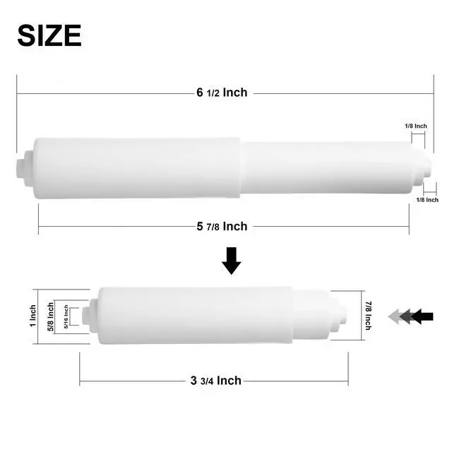 Alt view image 2 of 4 - 2 Pack - White Toilet Paper Holder Spring Loaded Roller Replacement Rod