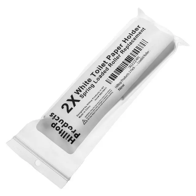 Alt view image 4 of 4 - 2 Pack - White Toilet Paper Holder Spring Loaded Roller Replacement Rod