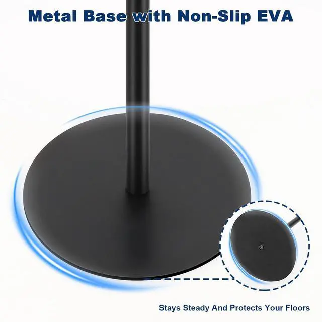 Alt view image 4 of 7 - Bath Toilet Paper Holder Stand- Modern Tissue Roll Holder Standing with Balanced Base, Rustproof Toilet Roll Holder for Bathroom/Kitchen Countertop (Matte Black, Metal Base)