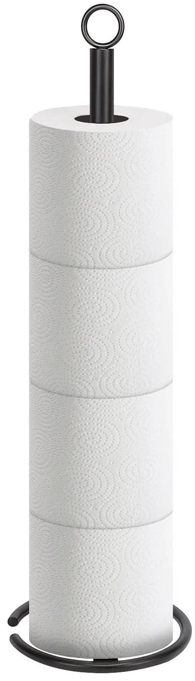 Main image of Bath Toilet Paper Holder Stand, Freestanding Tissue Paper Storage with Reserve, Space Toilet 4 Rolls Holder for Bathroom/Kitchen Countertop-All Metal (1 Pack, Matte Black)