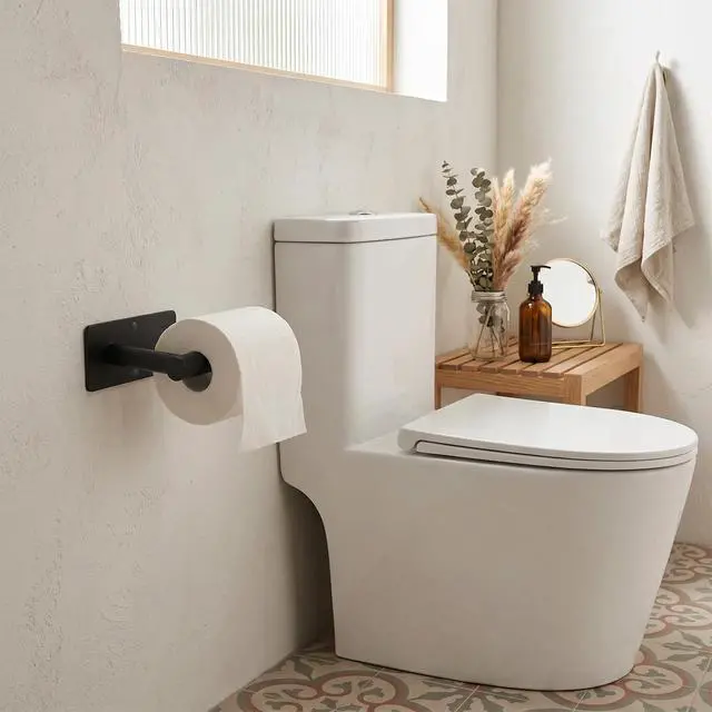 Alt view image 6 of 7 - Toilet Paper Holder Wall Mount, Adhesive/Screw, for Bathroom, RV, Black