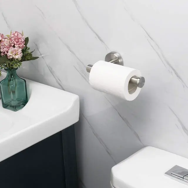 Alt view image 2 of 7 - Bathroom Toilet Paper Holder, Premium SUS304 Stainless Steel Rustproof Wall Mounted Toilet Roll Holder for Bathroom, Kitchen (1 Pack, Brushed Nickel)