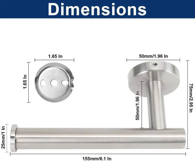 Alt view image 6 of 7 - Bathroom Toilet Paper Holder, Premium SUS304 Stainless Steel Rustproof Wall Mounted Toilet Roll Holder for Bathroom, Kitchen (1 Pack, Brushed Nickel)