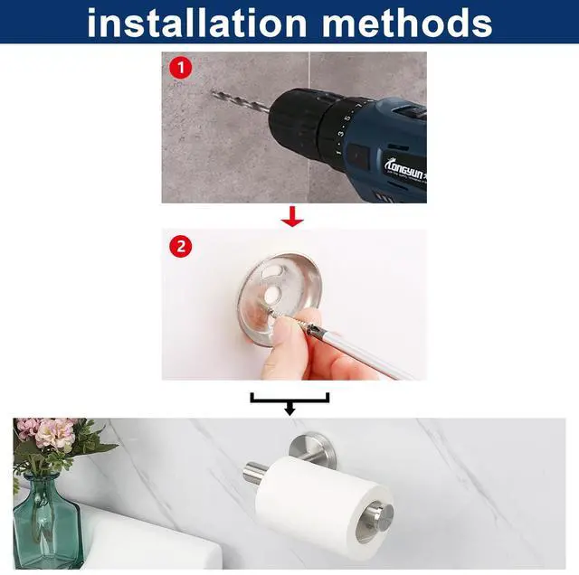 Alt view image 7 of 7 - Bathroom Toilet Paper Holder, Premium SUS304 Stainless Steel Rustproof Wall Mounted Toilet Roll Holder for Bathroom, Kitchen (1 Pack, Brushed Nickel)