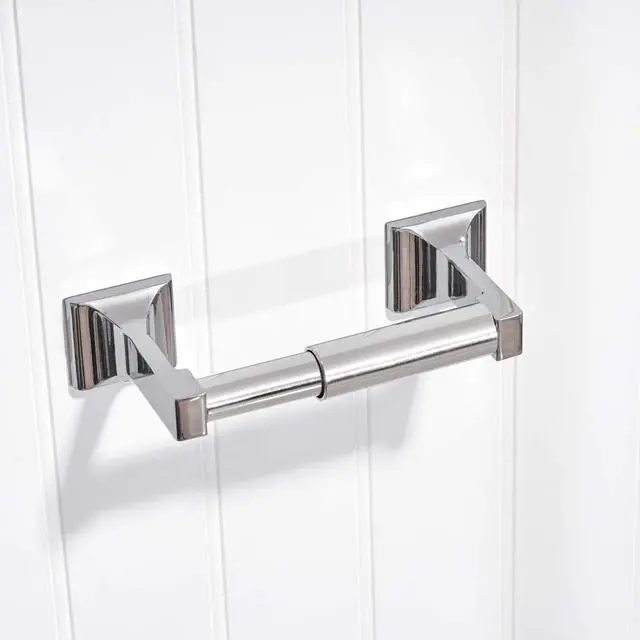 Alt view image 5 of 6 - Universal Plastic Spring Loaded Toilet Paper Roll Holder Replacement, Chrome (1, Chrome)