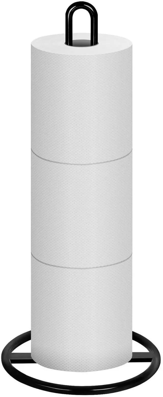 Main image of Toilet Paper Holder Stand , Black Freestanding Toilet Paper Holder for Storing 3 Rolls of Toilet Papers (Black)