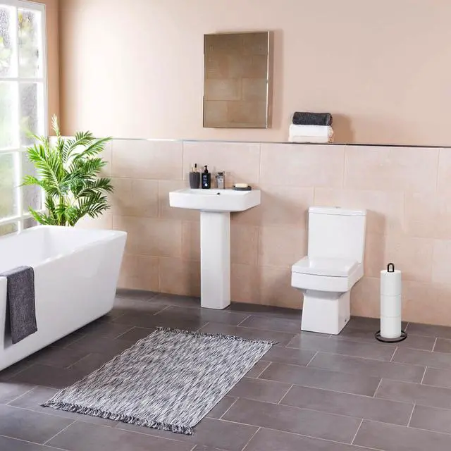 Alt view image 4 of 6 - Toilet Paper Holder Stand , Black Freestanding Toilet Paper Holder for Storing 3 Rolls of Toilet Papers (Black)