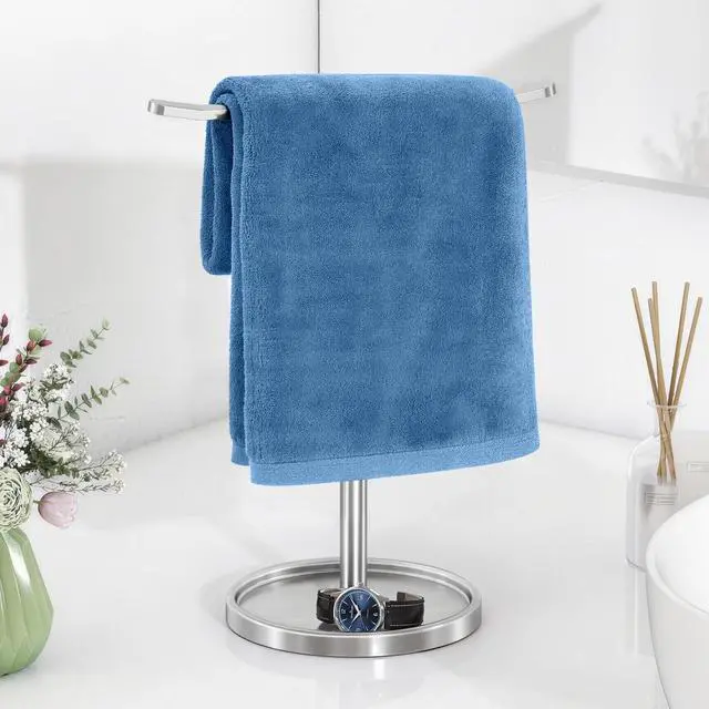 Main image of Hand Towel Holder, Stainless Steel Towel Holder Stand for Bathroom, Kitchen Countertop, T-Shaped Hand Towel Rack Stand, Brushed Nickel