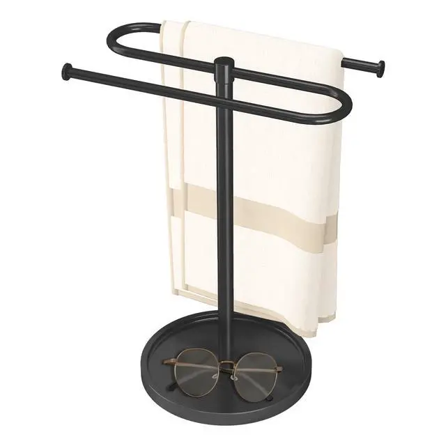 Main image of Hand Towel Holder Stand for Bathroom Countertop,S-Shape Bar,Black