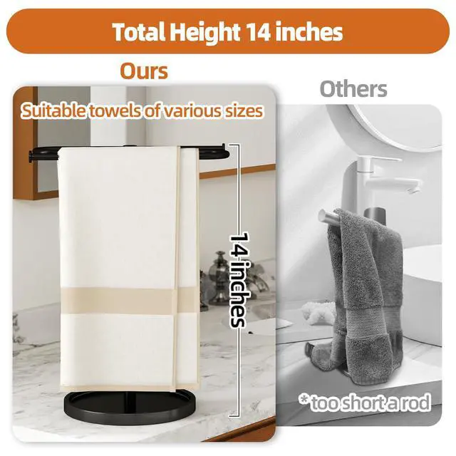 Alt view image 3 of 7 - Hand Towel Holder Stand for Bathroom Countertop,S-Shape Bar,Black